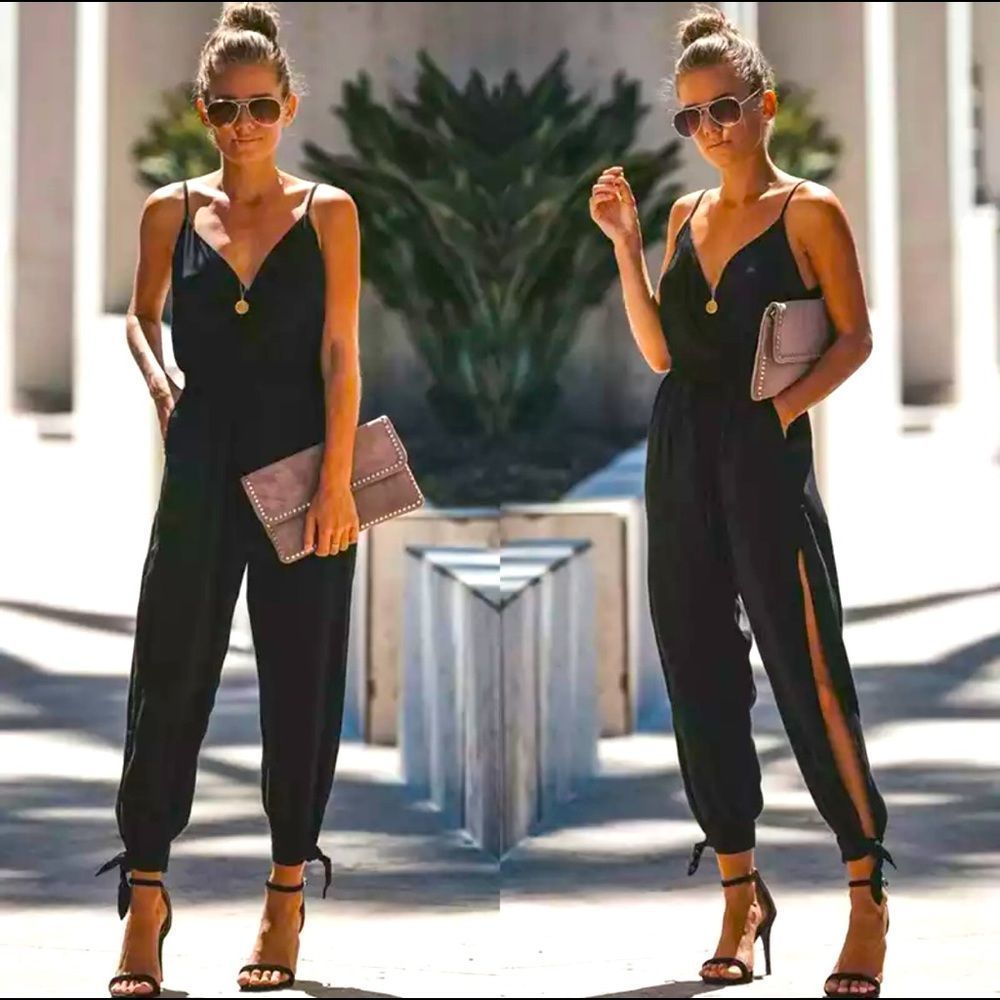 New Womens Black Jumpsuit Romper